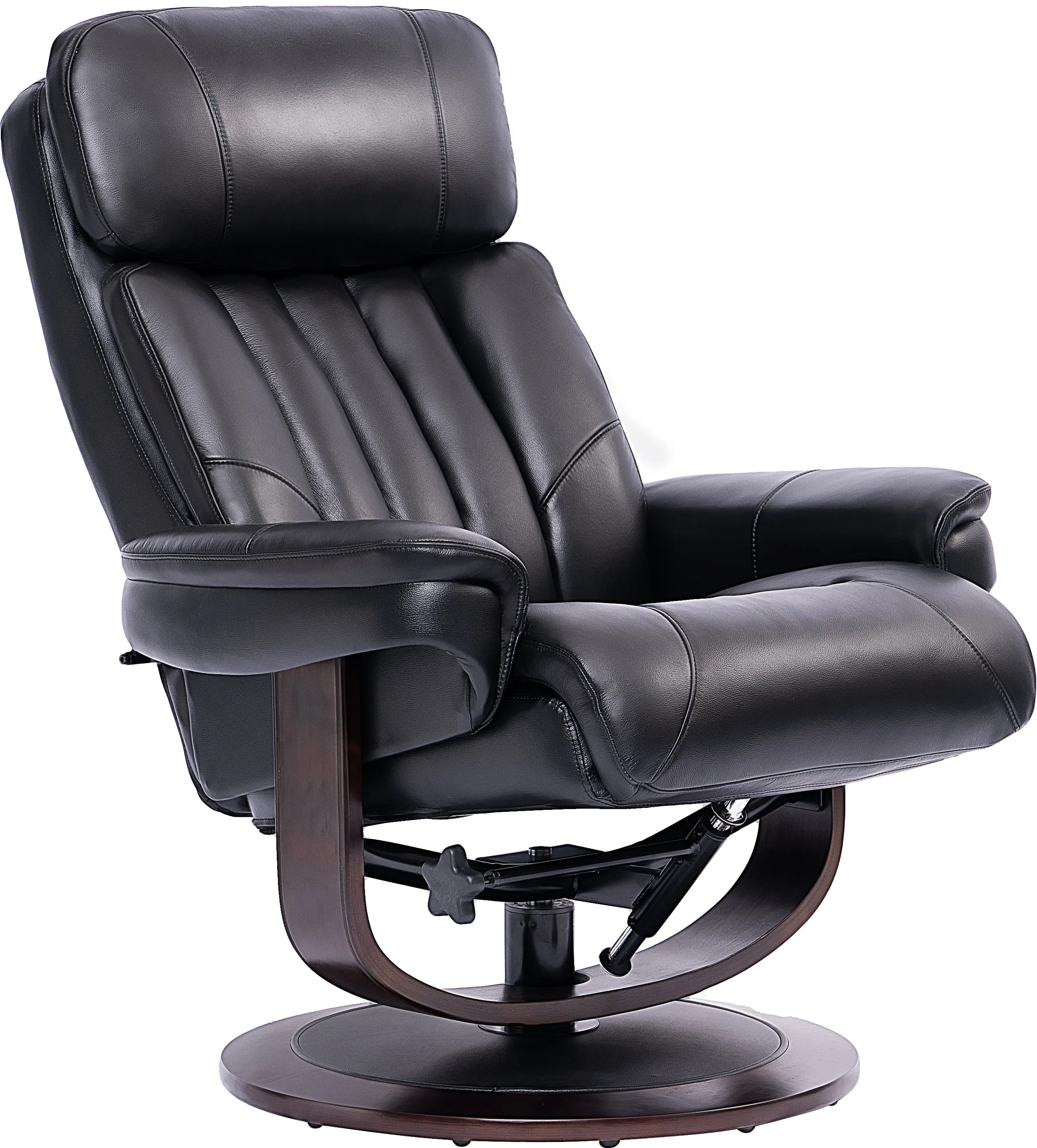 Black Leather Pedestal Recliner with Matching Ottoman - Moab-4