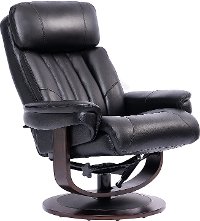 Black Leather Pedestal Recliner with Matching Ottoman - Moab-4