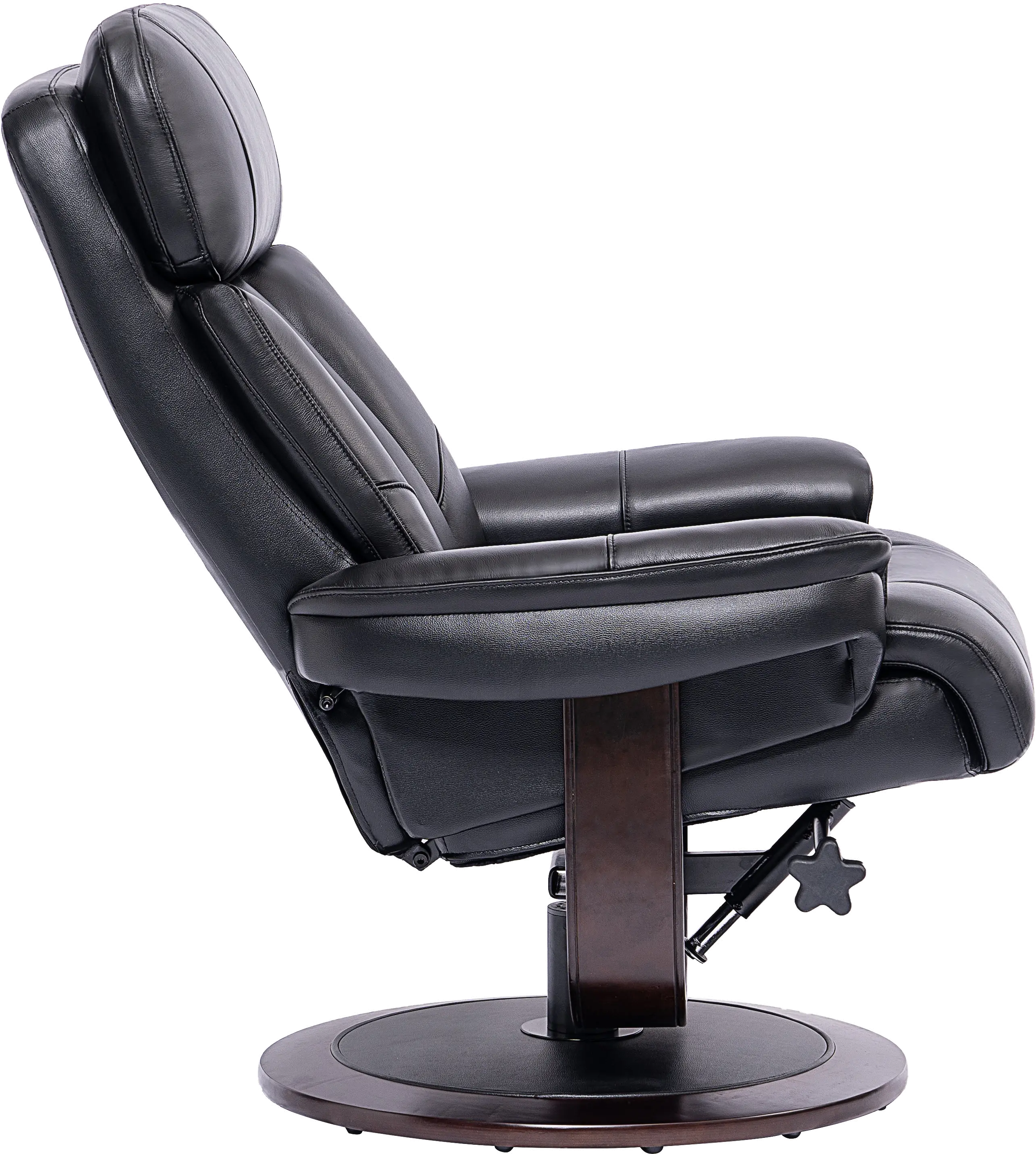 Black Leather Pedestal Recliner with Matching Ottoman - Moab-5