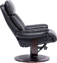 Black Leather Pedestal Recliner with Matching Ottoman - Moab-5