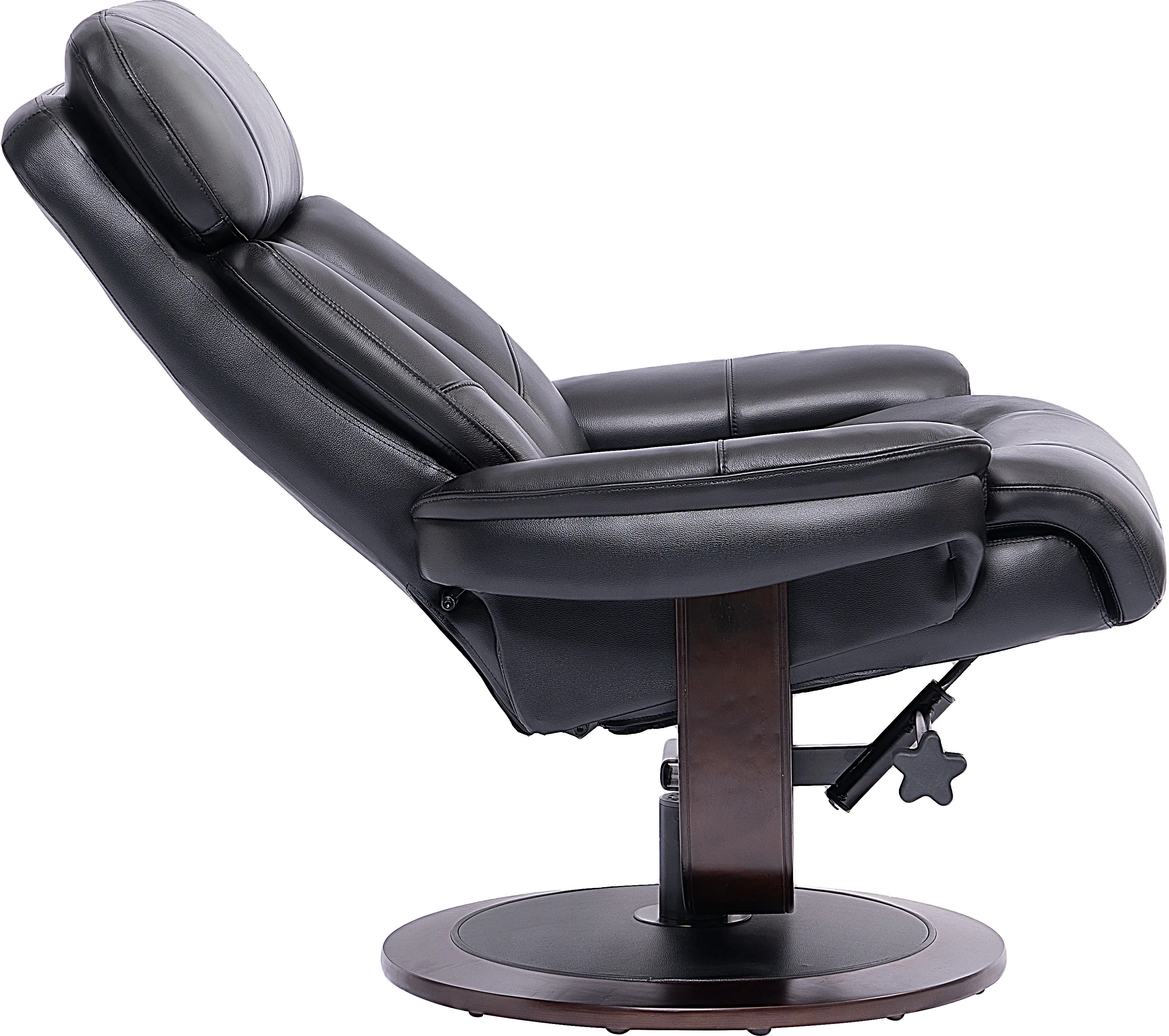 Black Leather Pedestal Recliner with Matching Ottoman - Moab-6