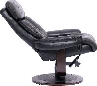Black Leather Pedestal Recliner with Matching Ottoman - Moab-6
