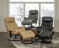 Black Leather Pedestal Recliner with Matching Ottoman - Moab-8