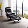 Clearance Moab Black Leather Pedestal Recliner with Matching Ottoman