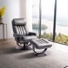 Gray Leather Pedestal Recliner with Matching Ottoman - Moab