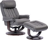 Gray Leather Pedestal Recliner with Matching Ottoman - Moab-2