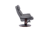 Gray Leather Pedestal Recliner with Matching Ottoman - Moab-3