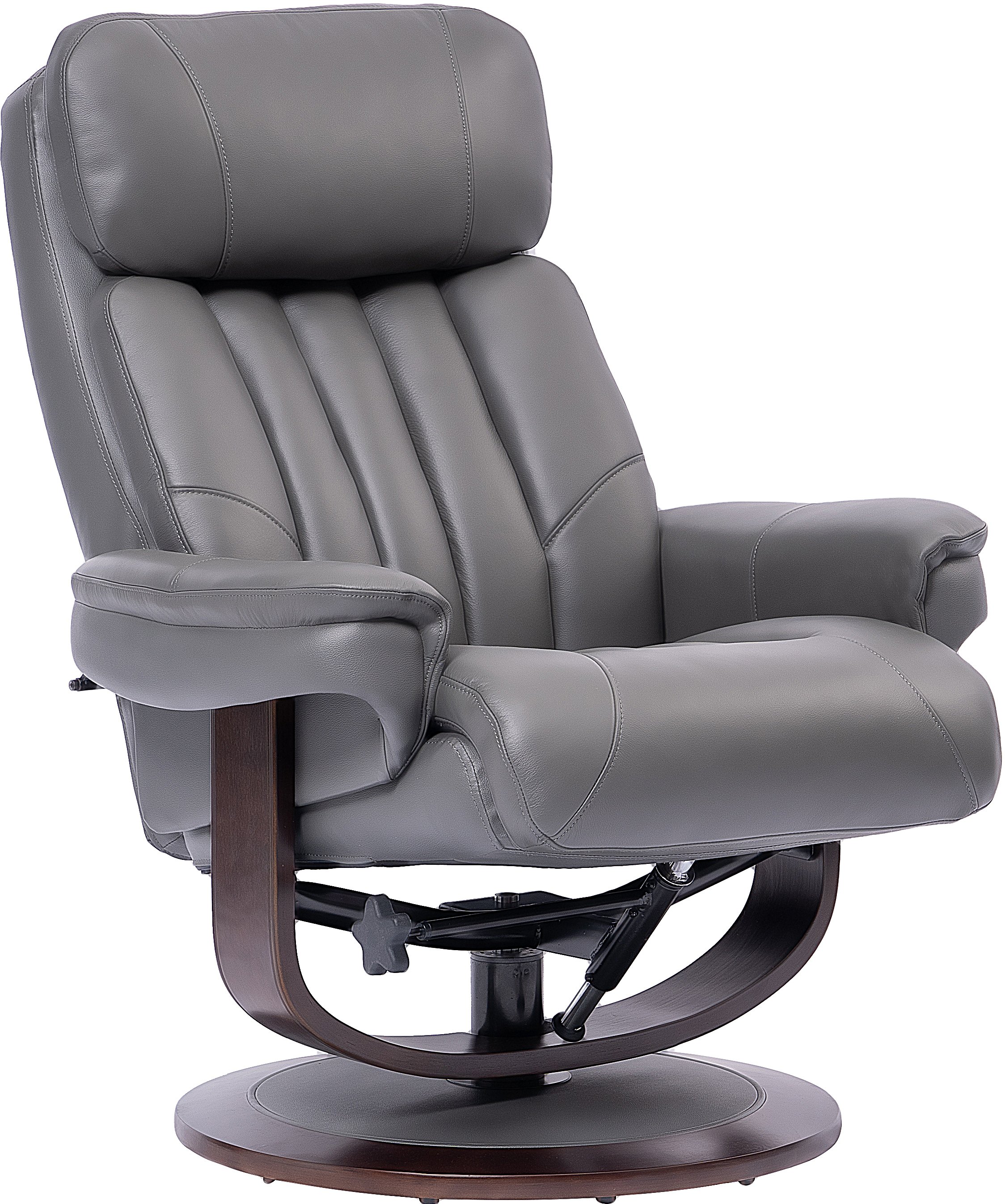 Gray Leather Pedestal Recliner with Matching Ottoman - Moab-5
