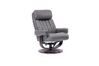 Gray Leather Pedestal Recliner with Matching Ottoman - Moab-5