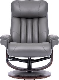 Gray Leather Pedestal Recliner with Matching Ottoman - Moab-6