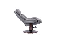 Gray Leather Pedestal Recliner with Matching Ottoman - Moab-7