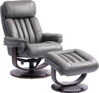 Gray Leather Pedestal Recliner with Matching Ottoman - Moab-8