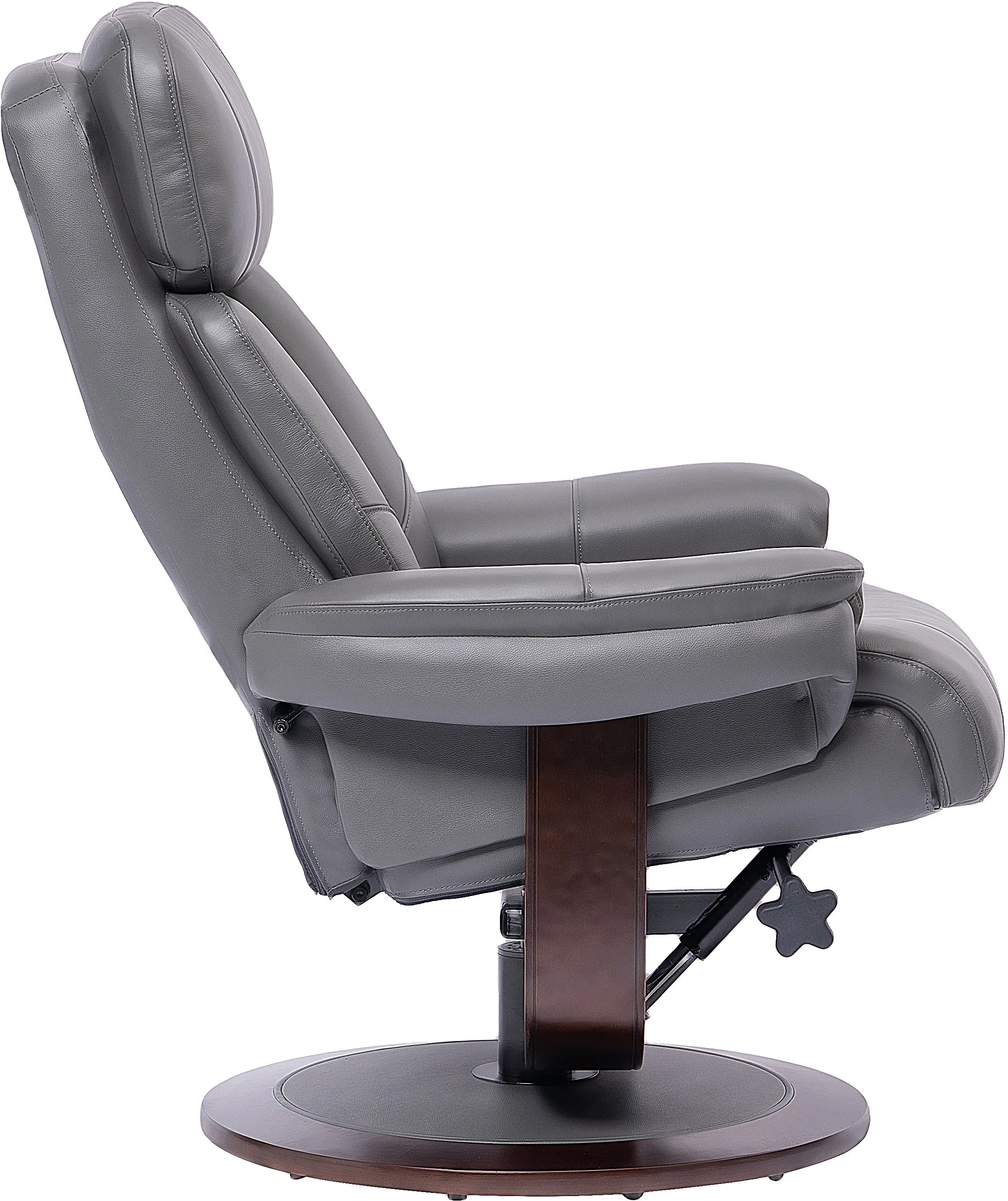 Moab Gray Leather Pedestal Recliner with Matching Ottoman-3