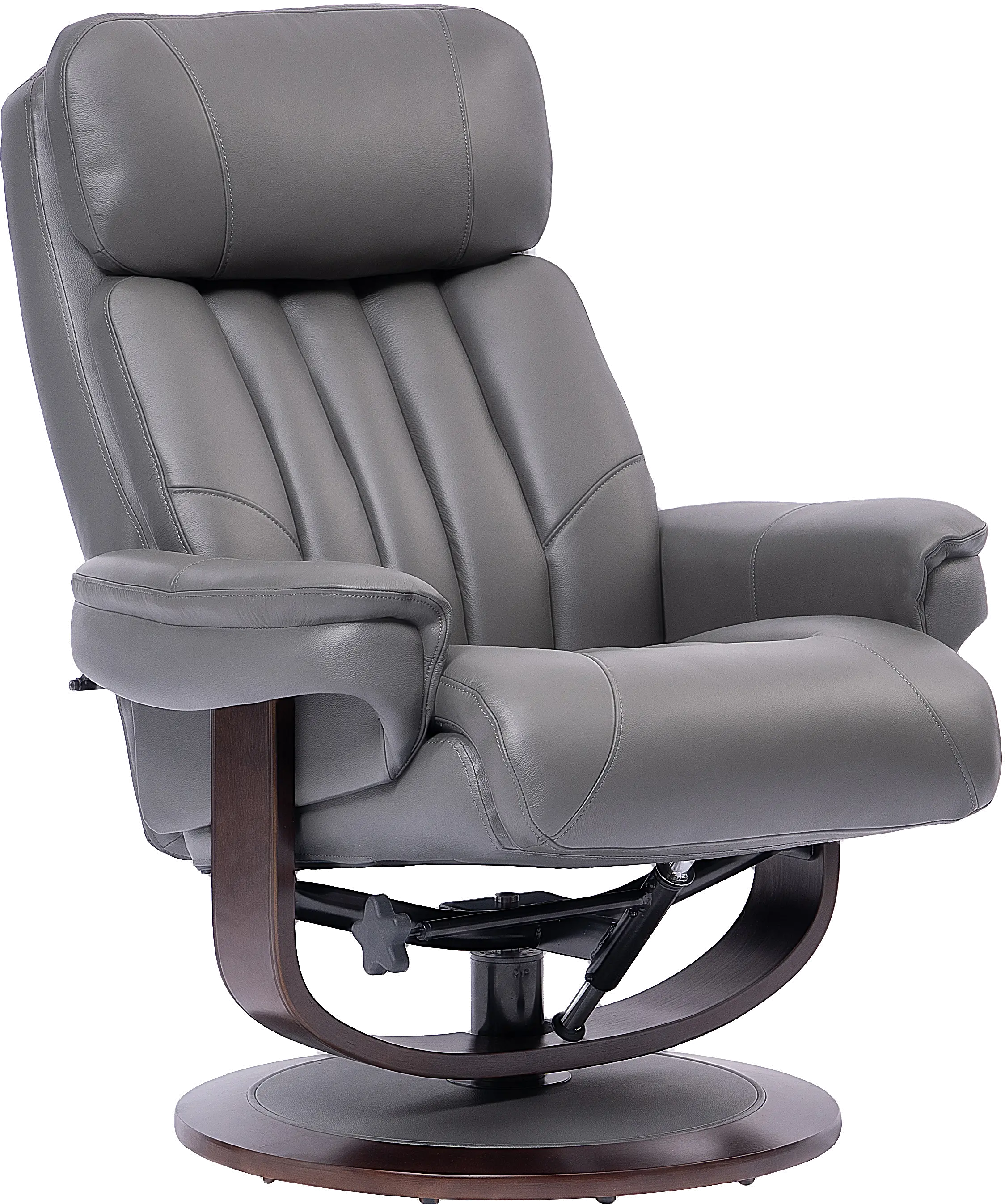Moab Gray Leather Pedestal Recliner with Matching Ottoman-5