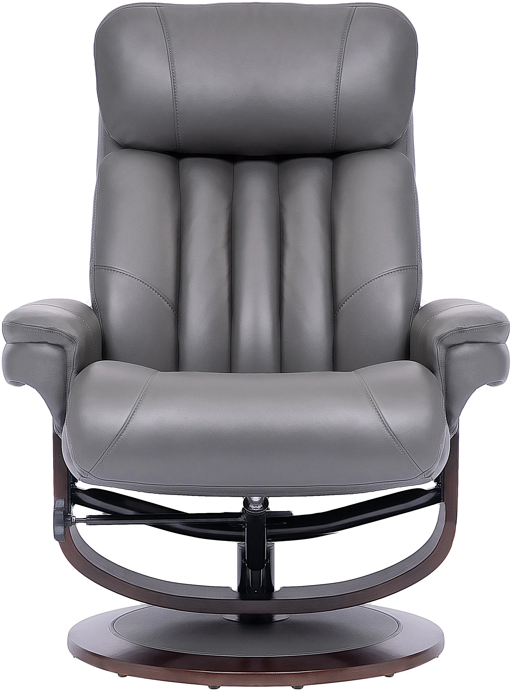 Moab Gray Leather Pedestal Recliner with Matching Ottoman-6