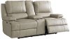 Flax Beige Leather Power Reclining Love Seat with Console - Parker