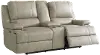 Parker Flax Beige Leather Power Reclining Love Seat with Console