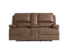 Parker Umber Brown Leather Power Reclining Love Seat with Console