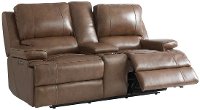 Umber Brown Leather Power Reclining Love Seat with Console - Parker-2