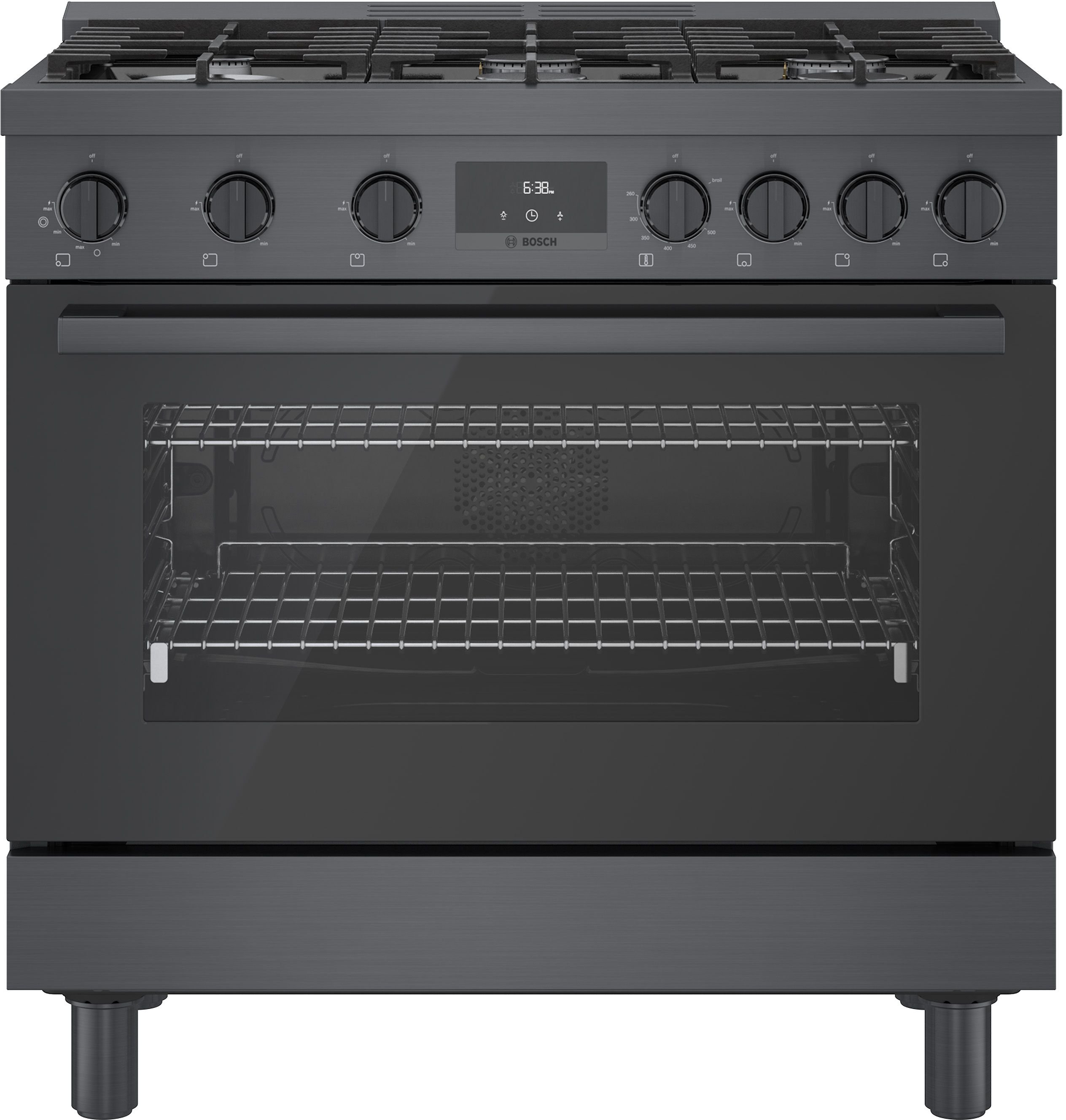 HGS8645UC Bosch 800 Freestanding Gas Range - 36 Inch, Black Stainless Steel-1