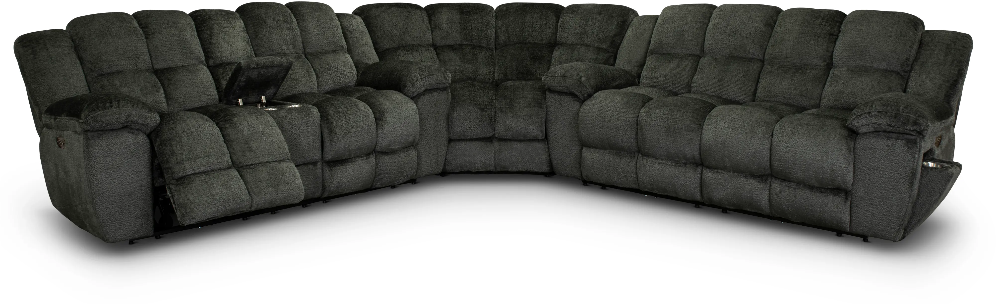3 Piece Platinum Gray Power Reclining Sectional - Elton-1