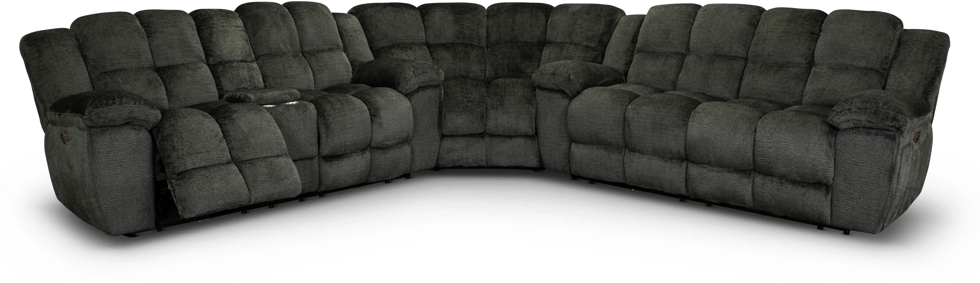 3 Piece Platinum Gray Power Reclining Sectional - Elton-2