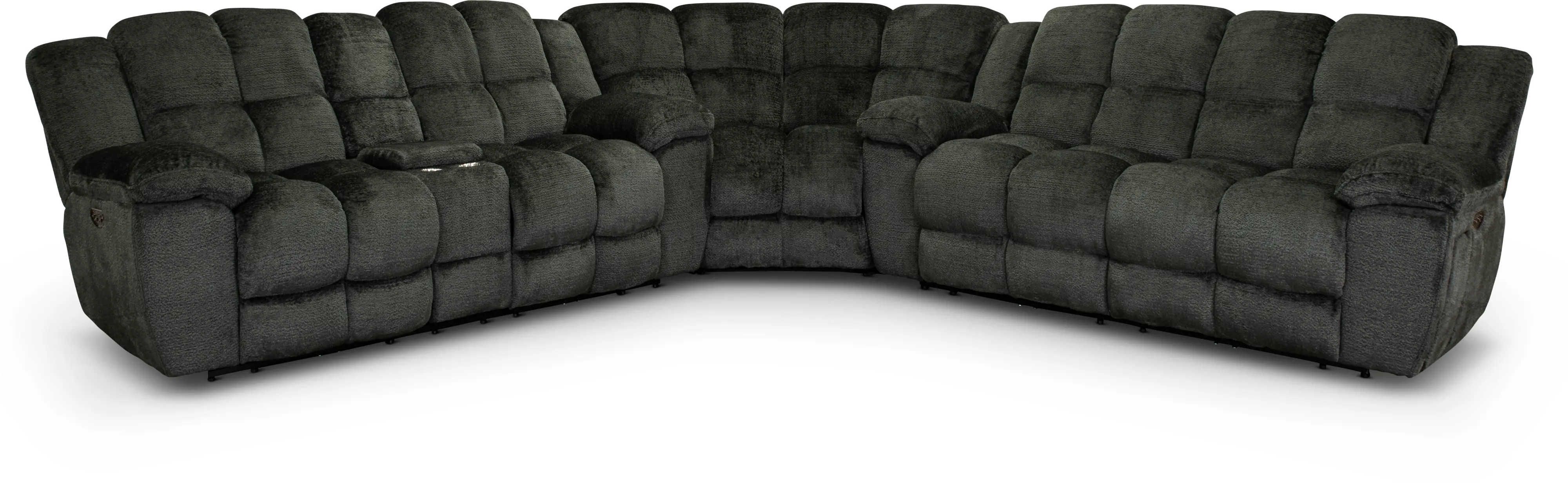 3 Piece Platinum Gray Power Reclining Sectional - Elton-3