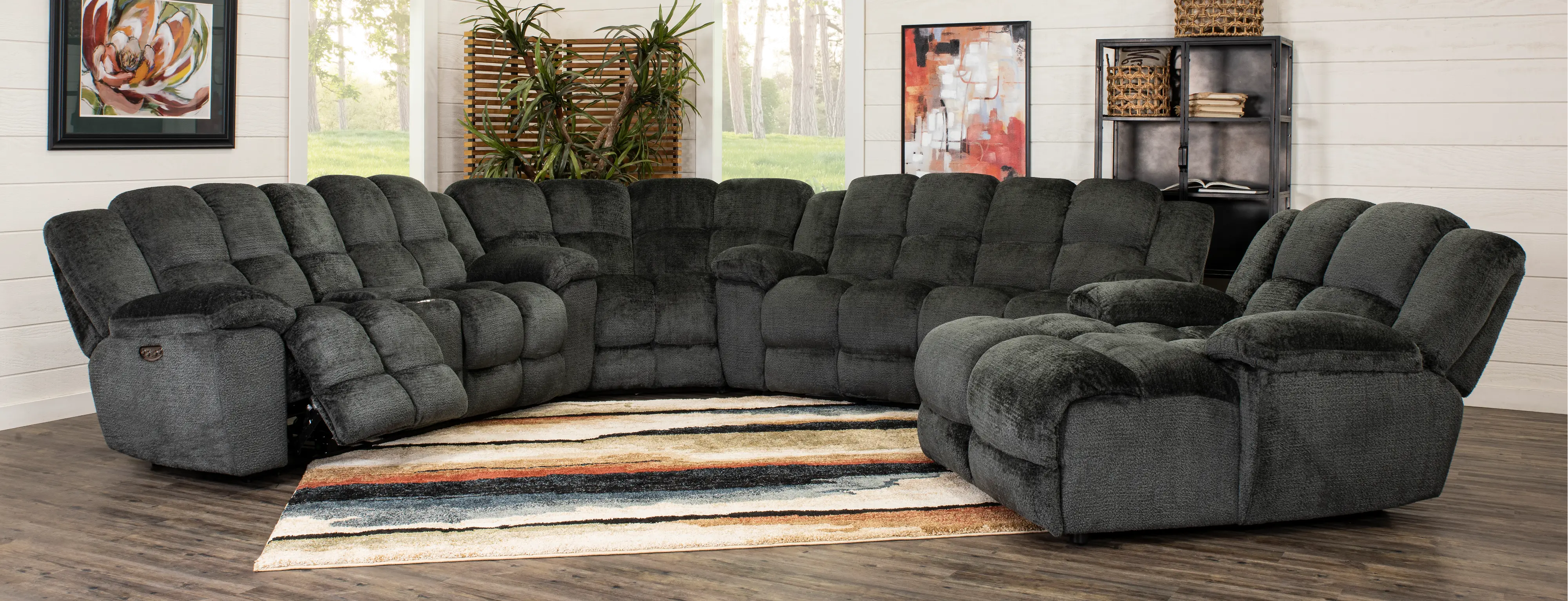 3 Piece Platinum Gray Power Reclining Sectional - Elton-4