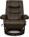 Flip-Up Brown Leather Swivel Recliner