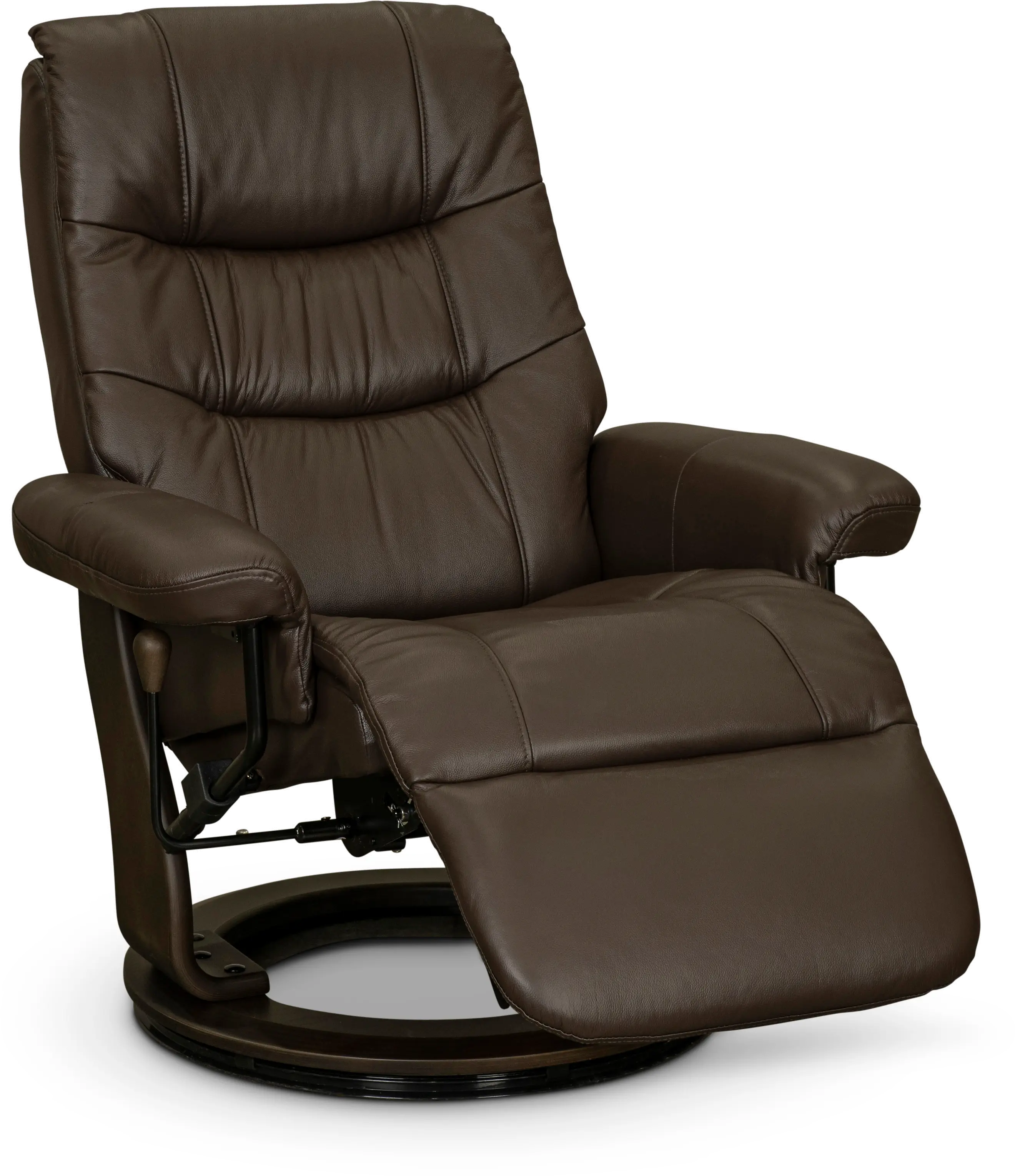 Flip-Up Brown Leather Swivel Recliner-2
