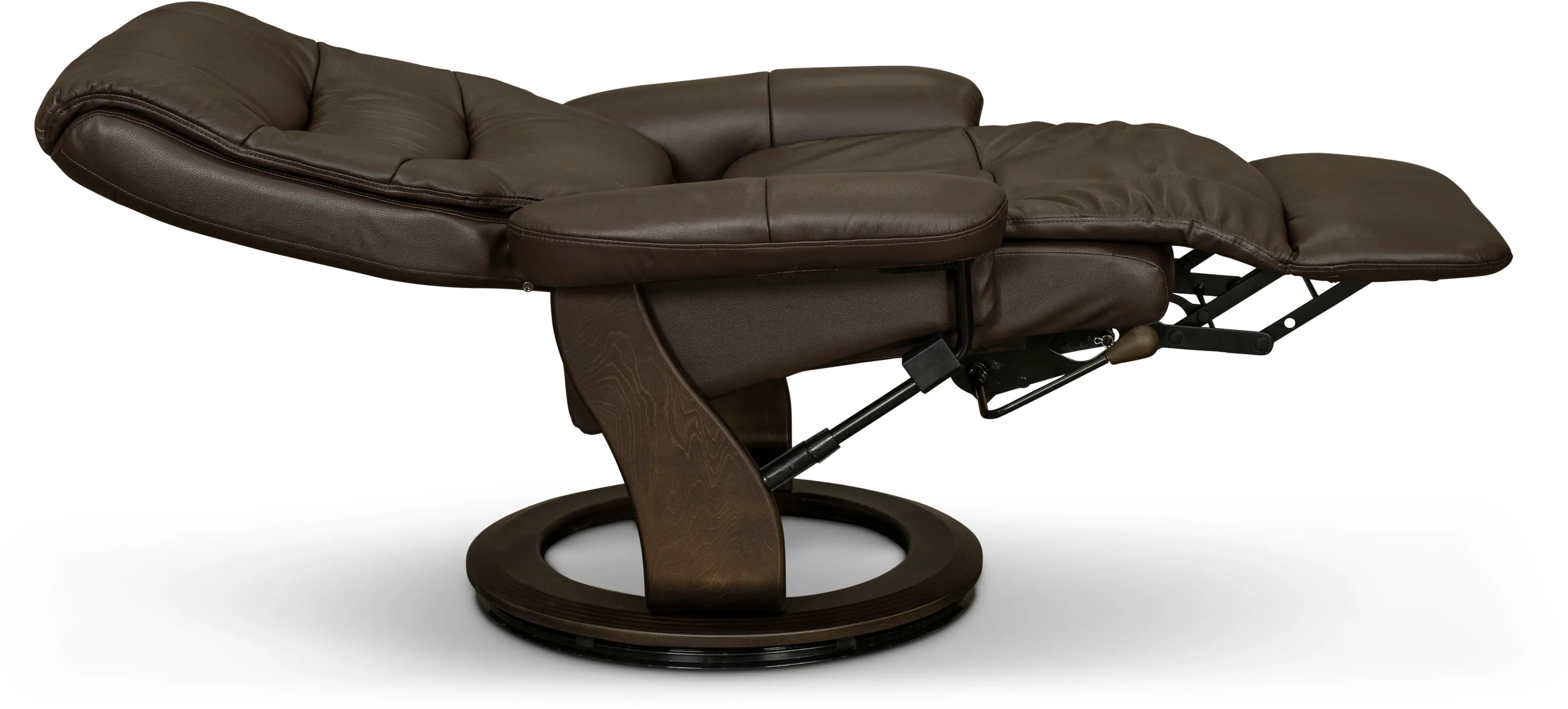 Flip-Up Brown Leather Swivel Recliner-3