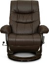 Kona Brown Leather Swivel Recliner - Flip-Up