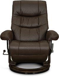 Kona Brown Leather Swivel Recliner - Flip-Up
