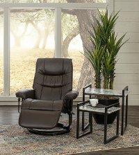 Kona Brown Leather Swivel Recliner - Flip-Up-4