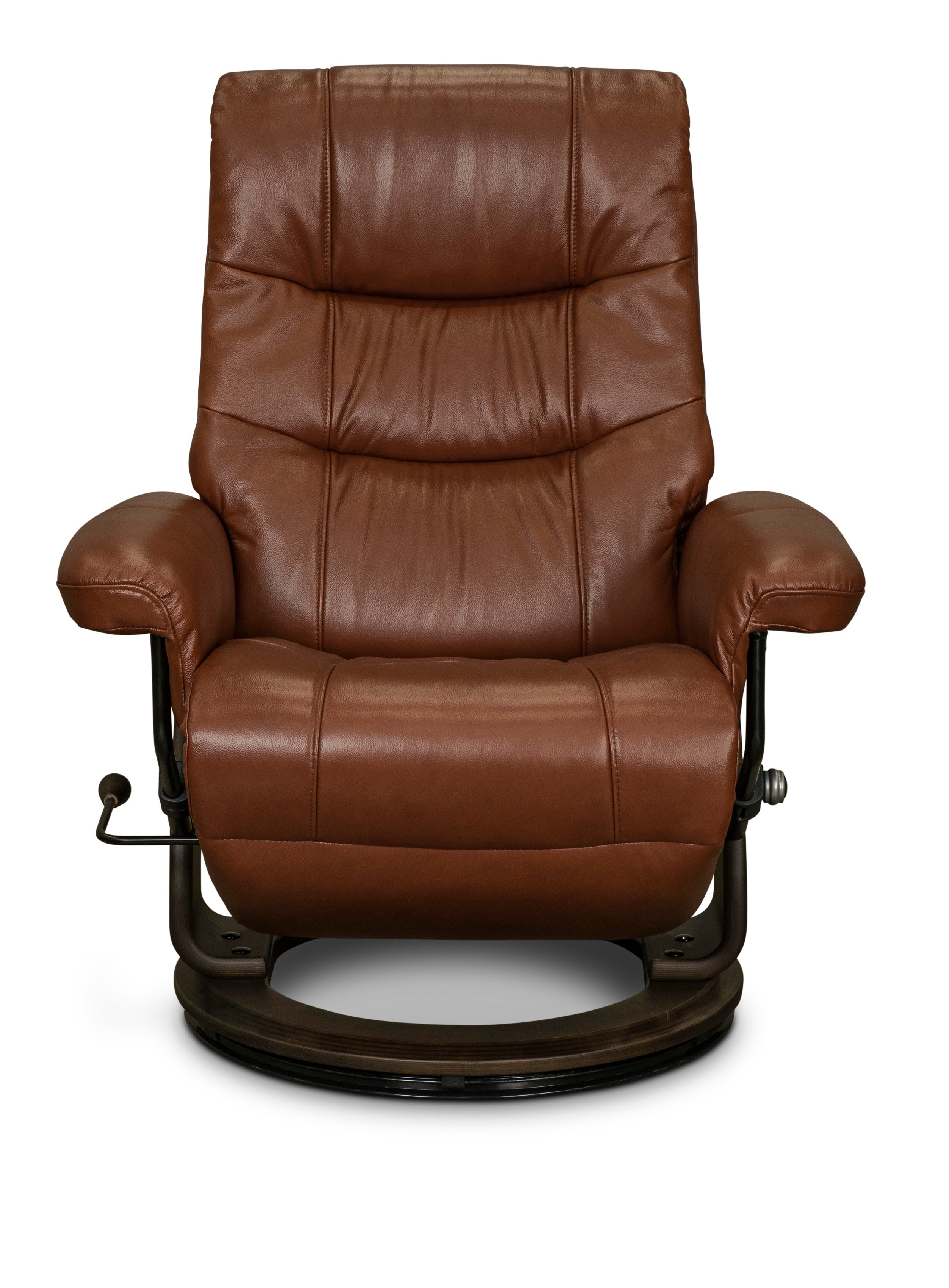Cognac Leather Swivel Recliner - Flip-Up-1