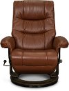 Cognac Leather Swivel Recliner - Flip-Up