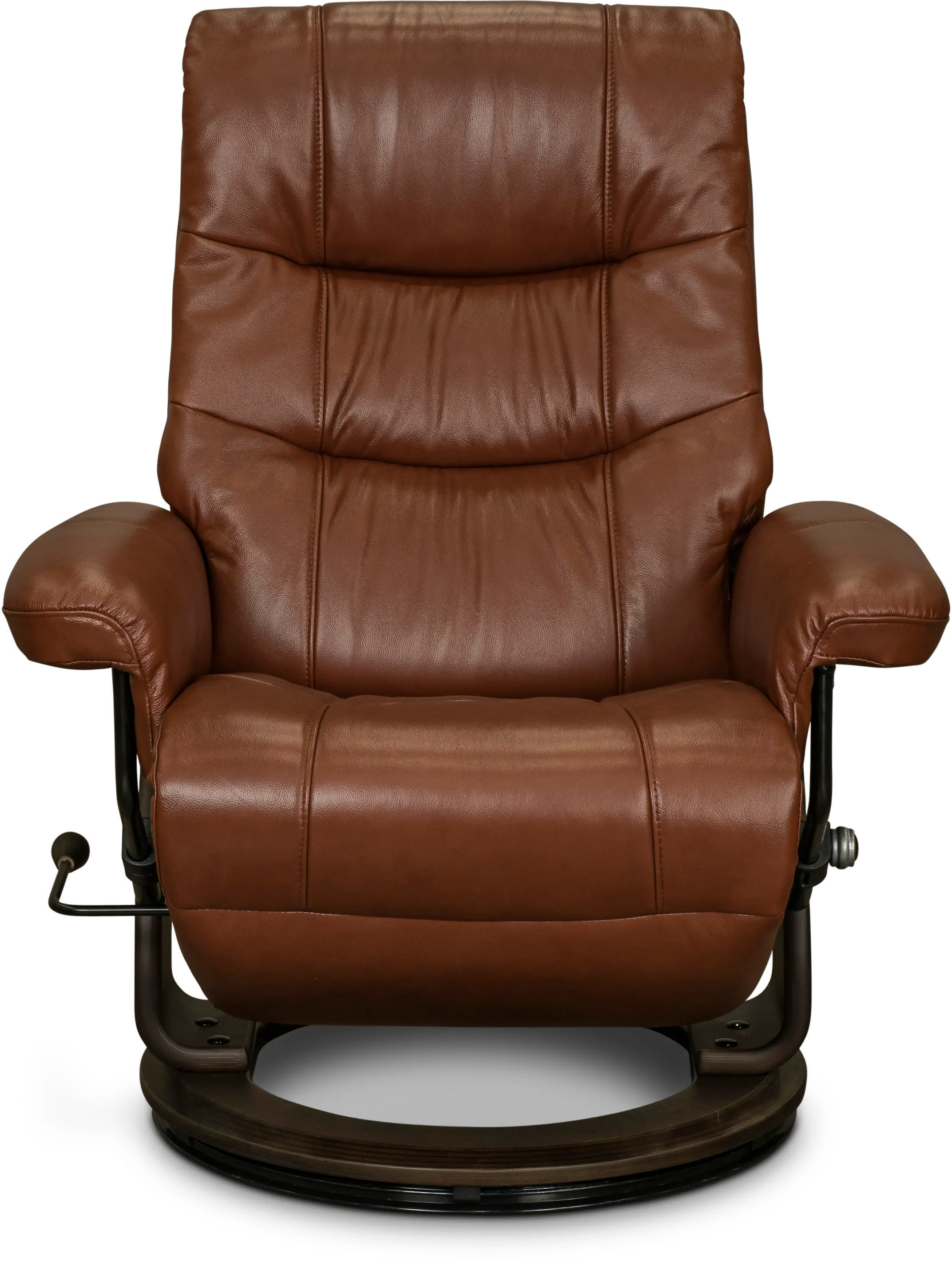 Flip-Up Cognac Leather Swivel Recliner-1