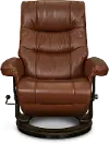 Flip-Up Cognac Leather Swivel Recliner