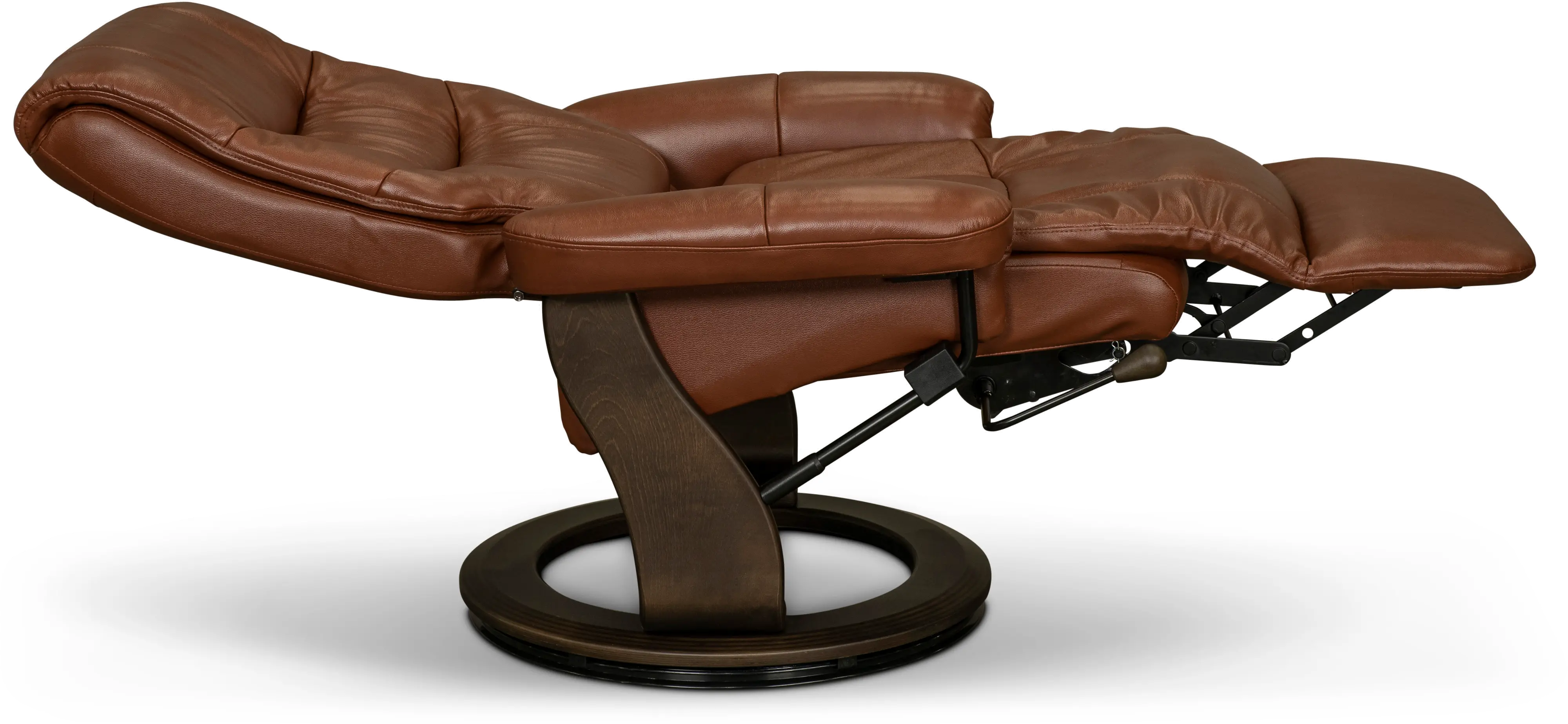 Flip-Up Cognac Leather Swivel Recliner-3