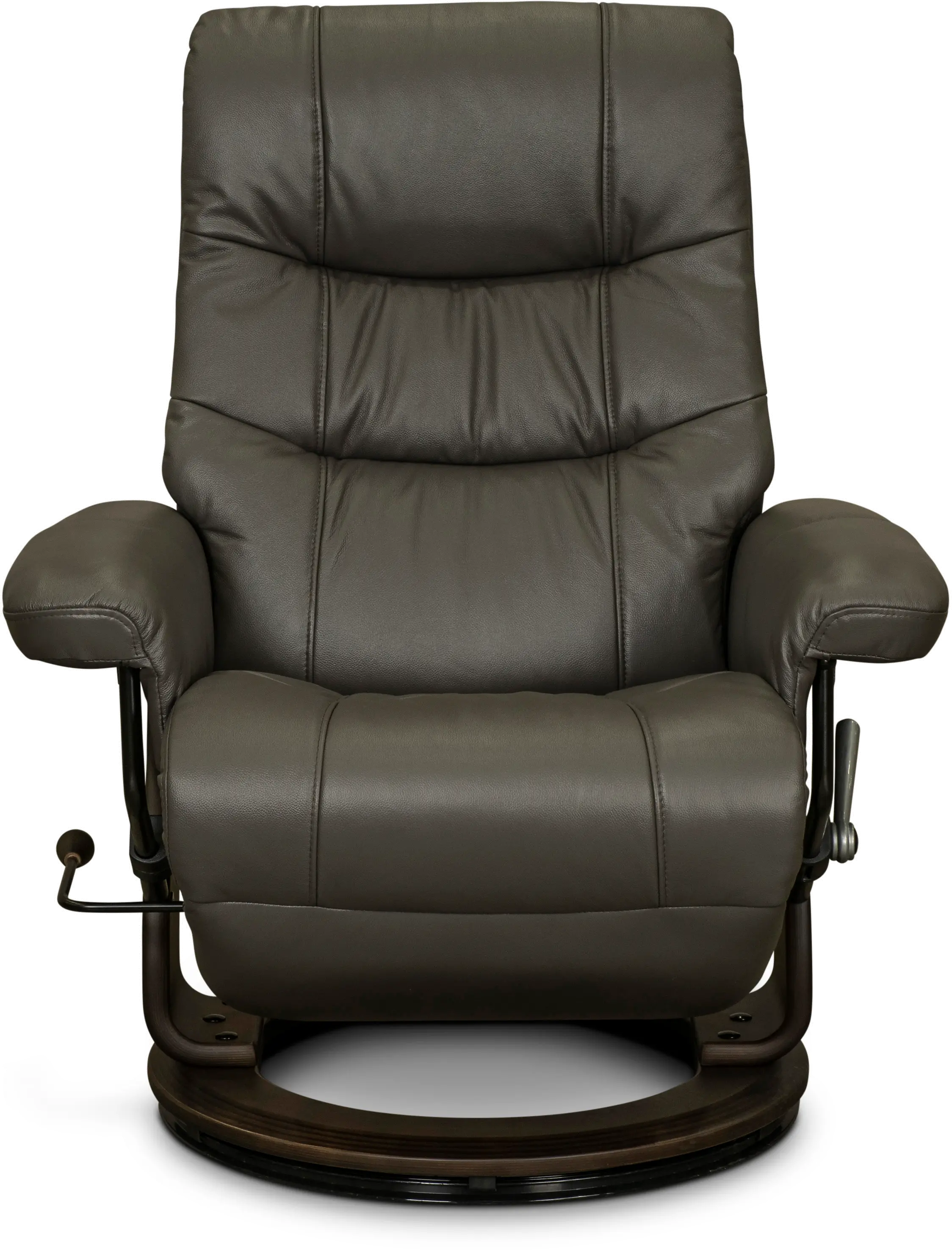 Flip-Up Gray Leather Swivel Recliner-1
