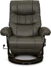 Flip-Up Gray Leather Swivel Recliner