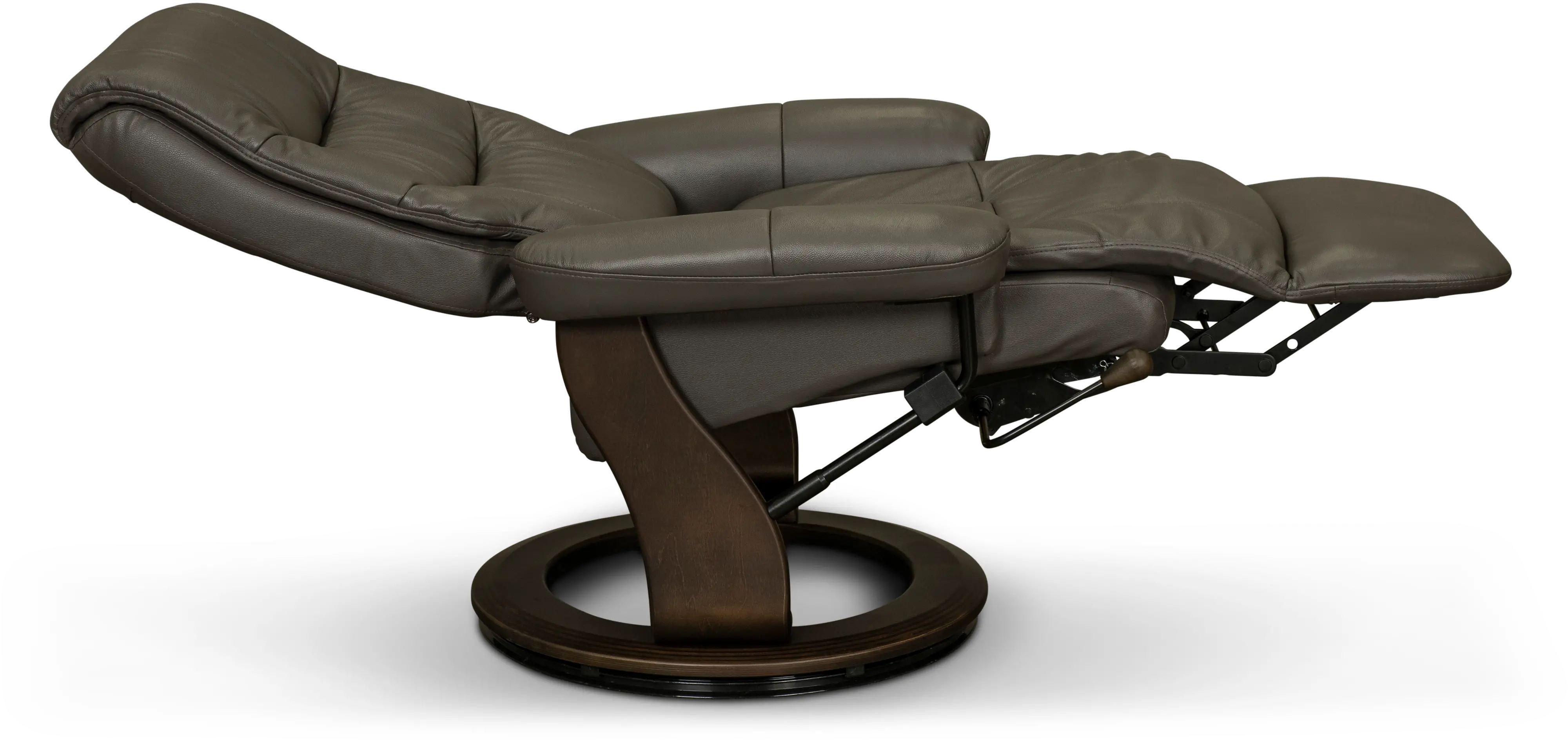 Flip-Up Gray Leather Swivel Recliner-3