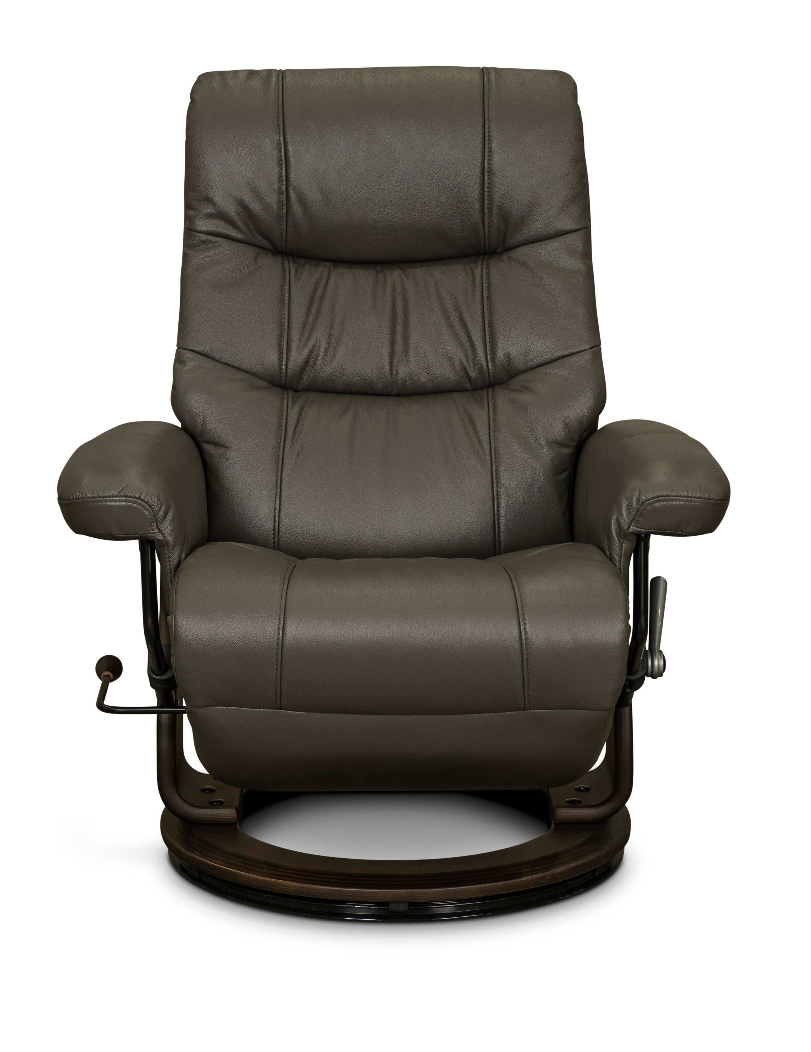 Iron Gray Leather Swivel Recliner - Flip-Up-1