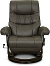 Iron Gray Leather Swivel Recliner - Flip-Up