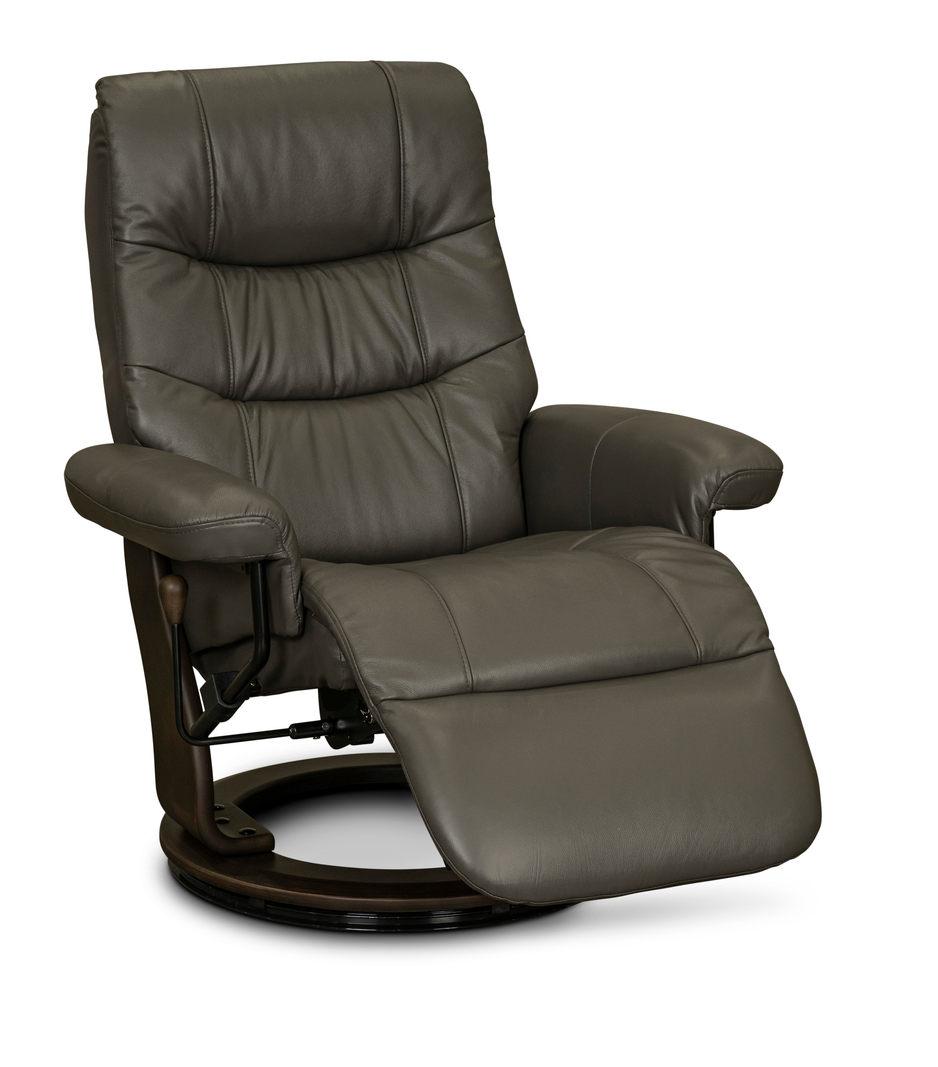 Iron Gray Leather Swivel Recliner - Flip-Up-2