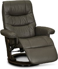 Iron Gray Leather Swivel Recliner - Flip-Up-2