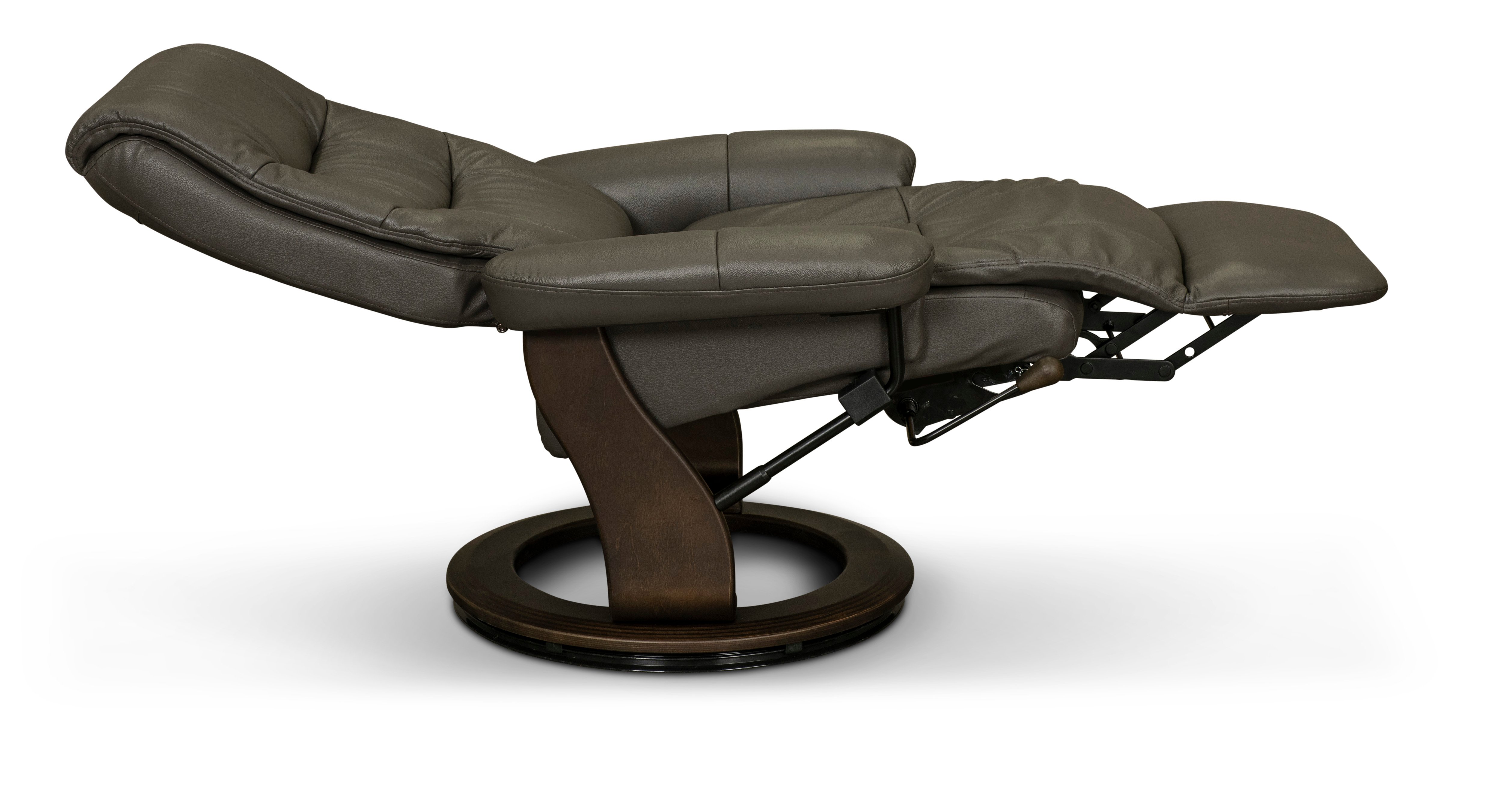 Iron Gray Leather Swivel Recliner - Flip-Up-3