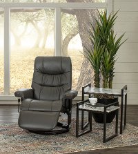Iron Gray Leather Swivel Recliner - Flip-Up-4