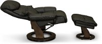 Black Leather Recliner with Storage Ottoman - Zen-4