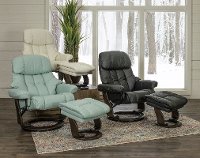 Black Leather Recliner with Storage Ottoman - Zen-5